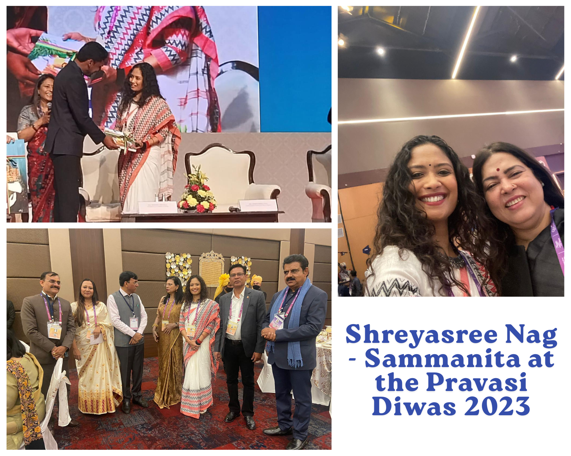 Shreyasree Nag - Sammanita at the Pravasi Diwas 2023 for her contribution in promoting Indian cultural in Spain